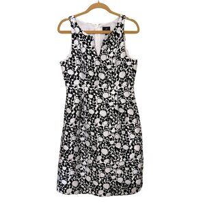 Adrianna Papell Dress 10 Black & White Floral Sleeveless Fit & Flare Dress  Lini